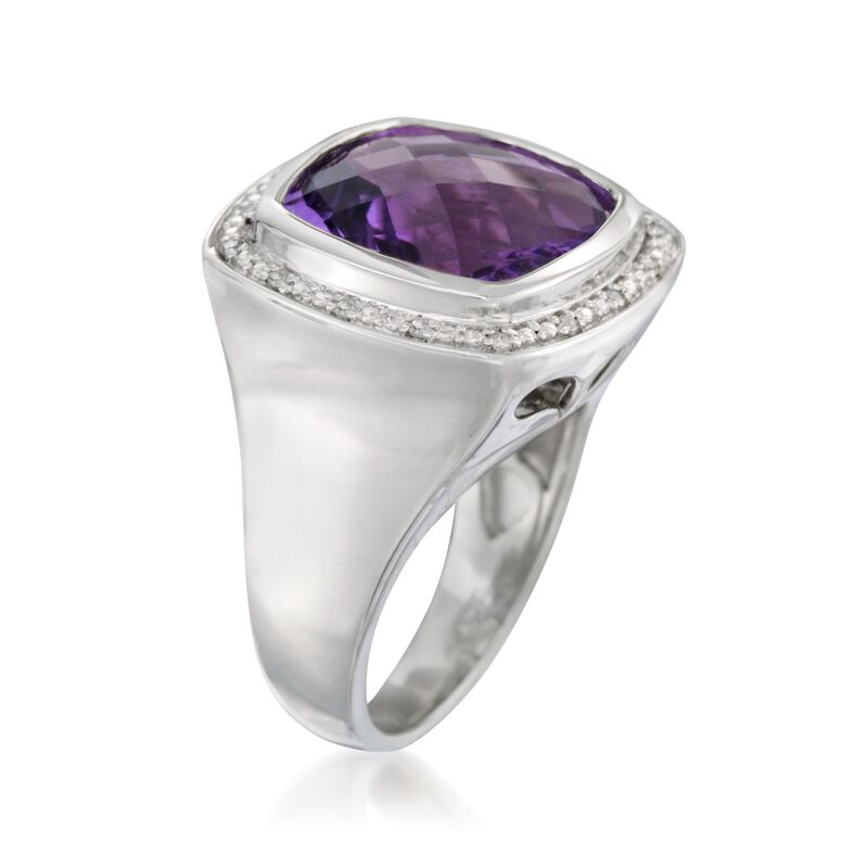 9.10 Carat Amethyst and .10 ct. t.w. Diamond Ring in Sterling Silver image number 2
