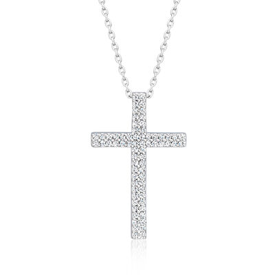 .33 ct. t.w. Diamond Cross Pendant Necklace in Sterling Silver