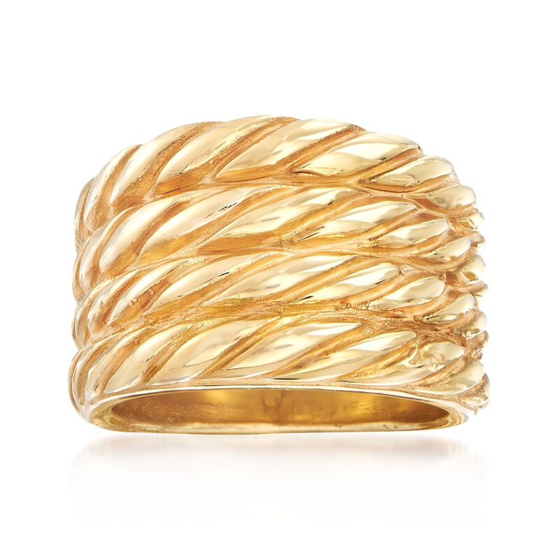 Italian 14kt Yellow Gold Four-Row Roped Ring image number 0