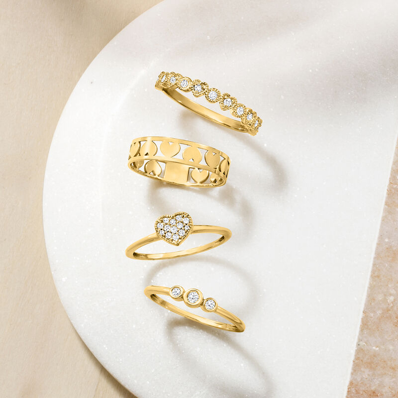 .10 ct. t.w. Bezel-Set Diamond Trio Ring in 14kt Yellow Gold image number 3