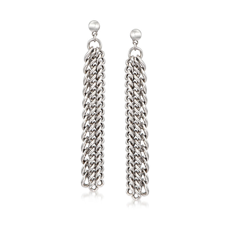 Italian Sterling Silver Curb-Link Drop Earrings image number 0