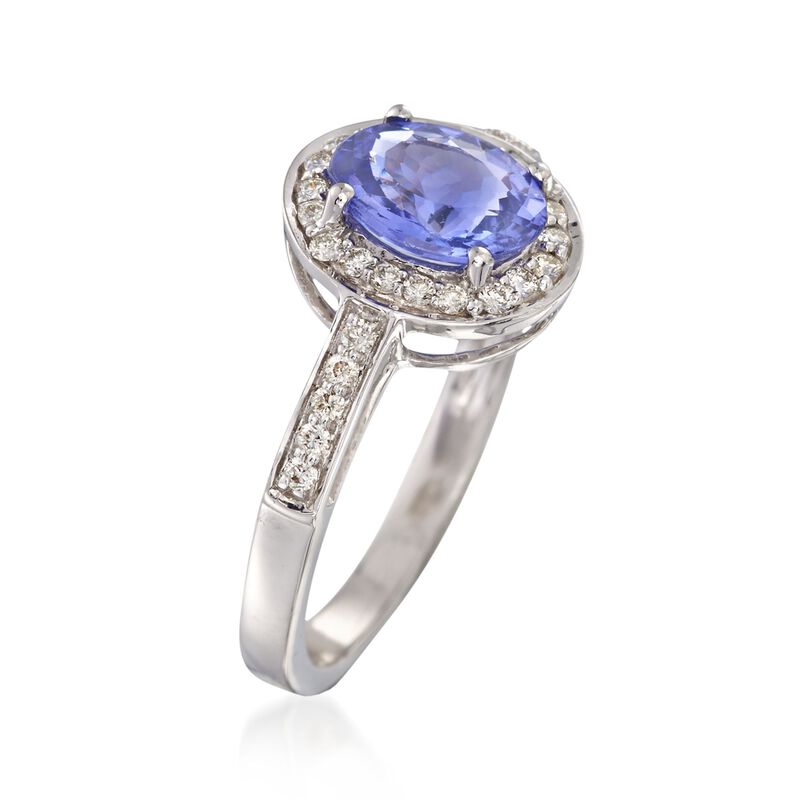 1.10 Carat Tanzanite and .26 ct. t.w. Diamond Ring in 14kt White Gold image number 2