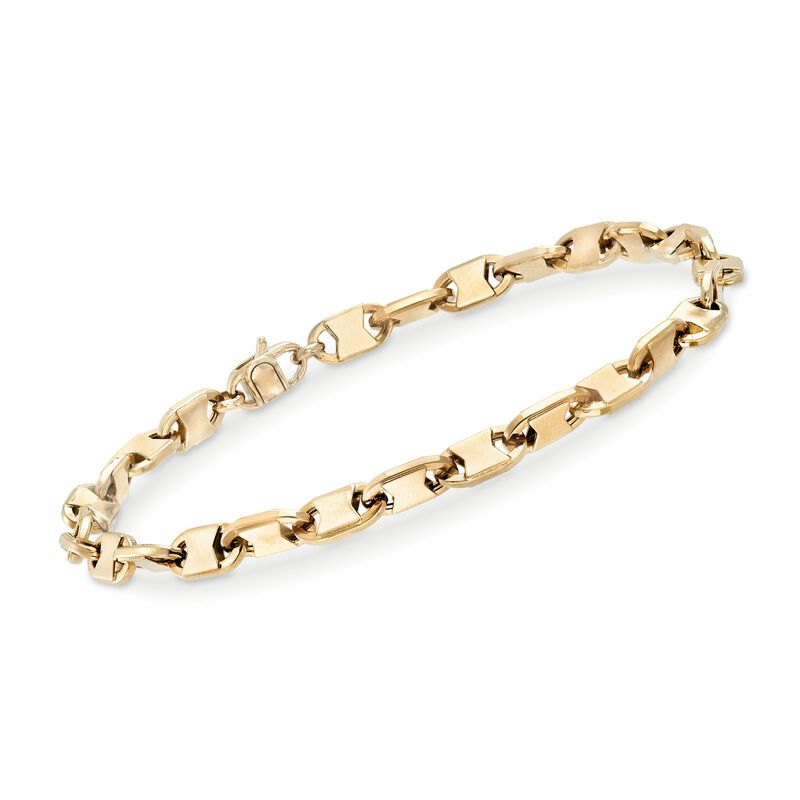 Men's 5mm 14kt Yellow Gold Oval-Link Bracelet. 8.25&quot; image number 0