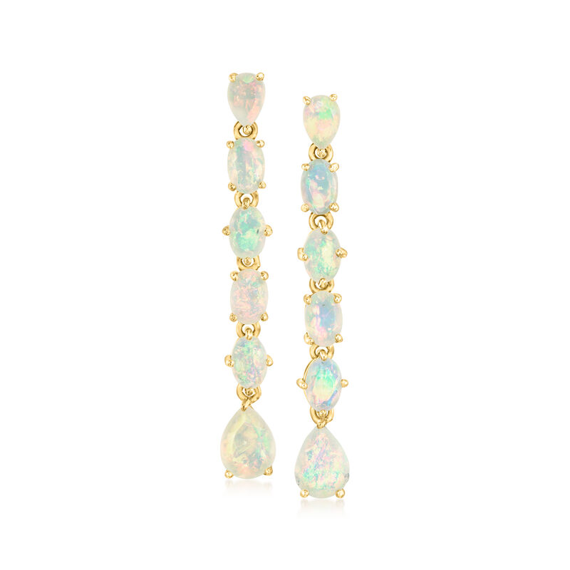 Opal Linear Drop Earrings in 18kt Gold Over Sterling  image number 0