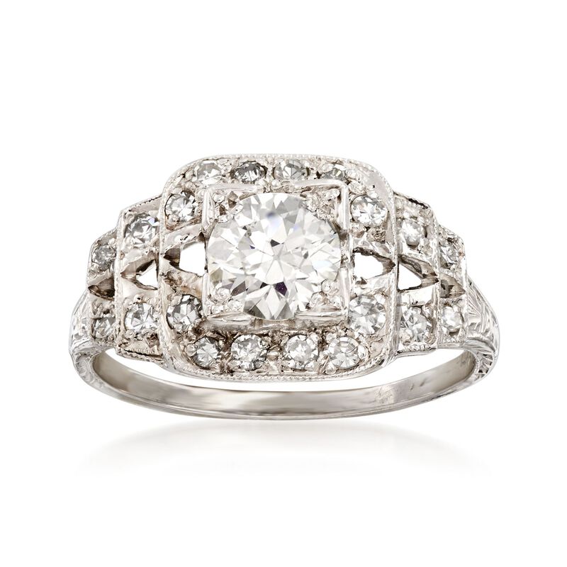 C. 2000 Vintage 1.21 ct. t.w. Certified Diamond Ring in Platinum. Size 7 image number 0