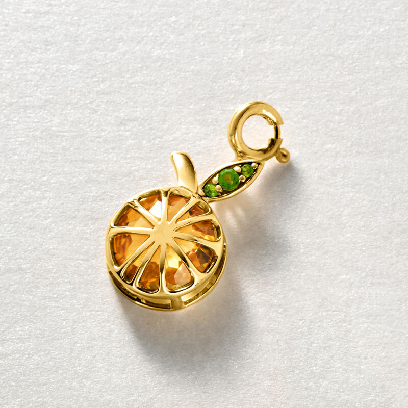 3.00 Carat Citrine Orange Charm with Chrome Diopside in 18kt Gold Over Sterling image number 4