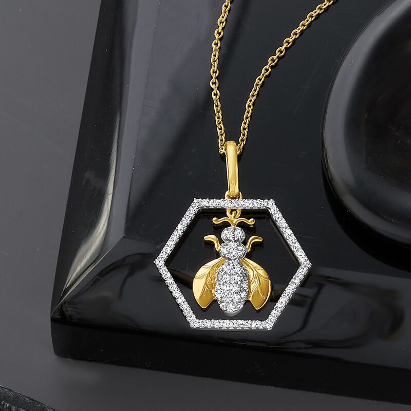 .35 ct. t.w. Bumblebee Pendant Necklace in 18kt Gold Over Sterling image number 2