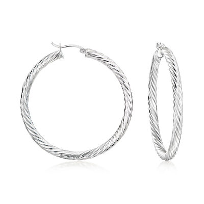 Sterling Silver Twisted Hoop Earrings