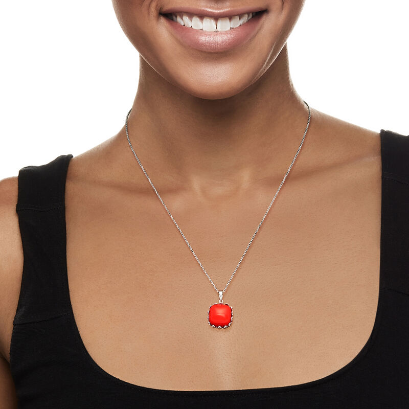 Coral Crown-Style Pendant Necklace in Sterling Silver image number 1