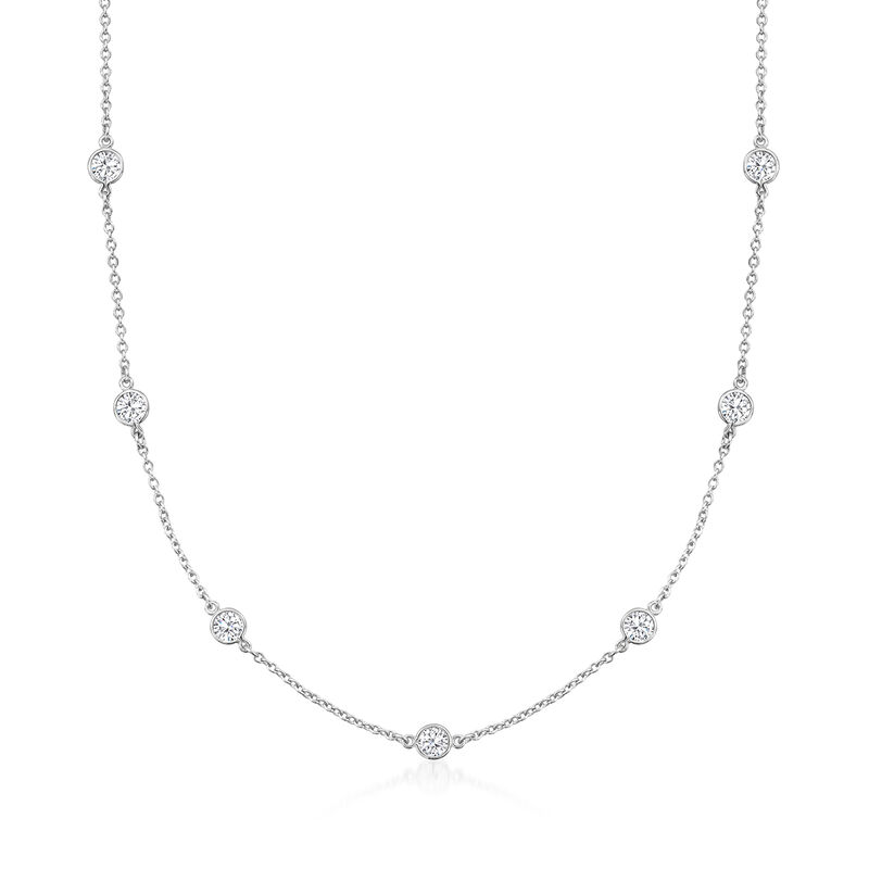 2.00 ct. t.w. Moissanite Station Necklace in Sterling Silver image number 0