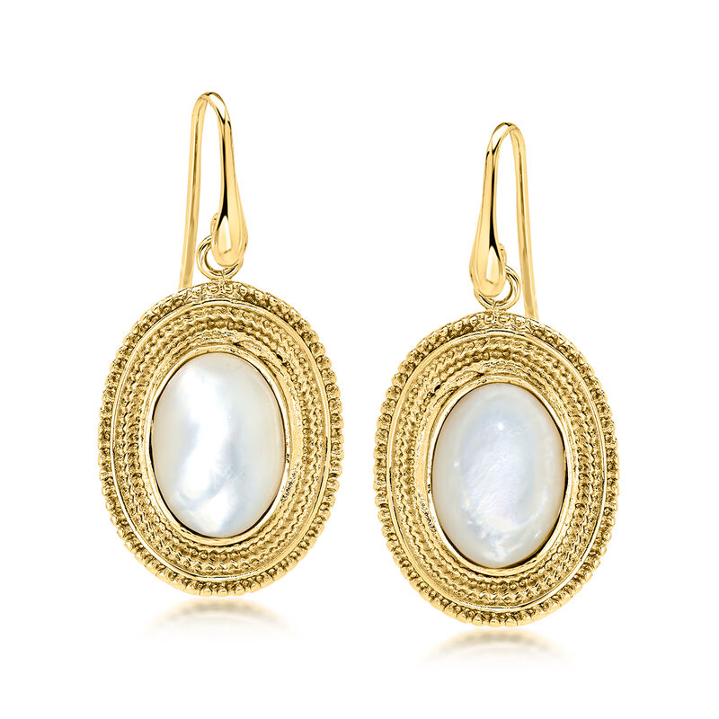 Italian 14kt Yellow Gold-Plated Drop Earrings with Mother-of-Pearl image number 0