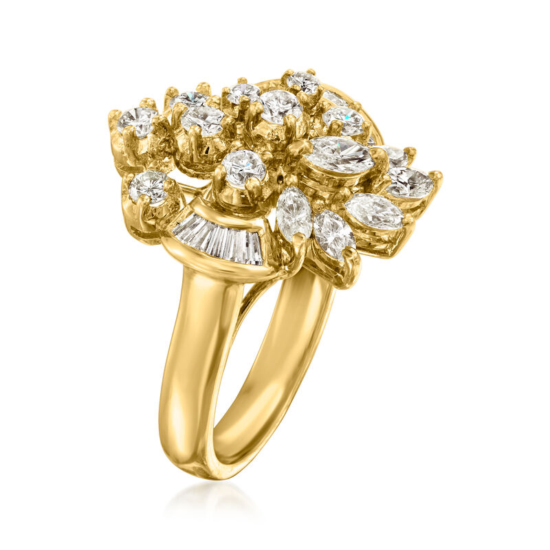 C. 1990 Vintage 2.00 ct. t.w. Diamond Cluster Ring in 18kt Yellow Gold. Size 6.5 image number 2