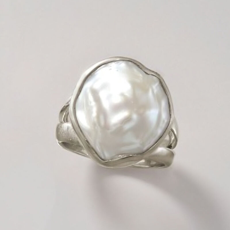 16.5-17.5mm Cultured Biwa Pearl Ring in Sterling Silver image number 3