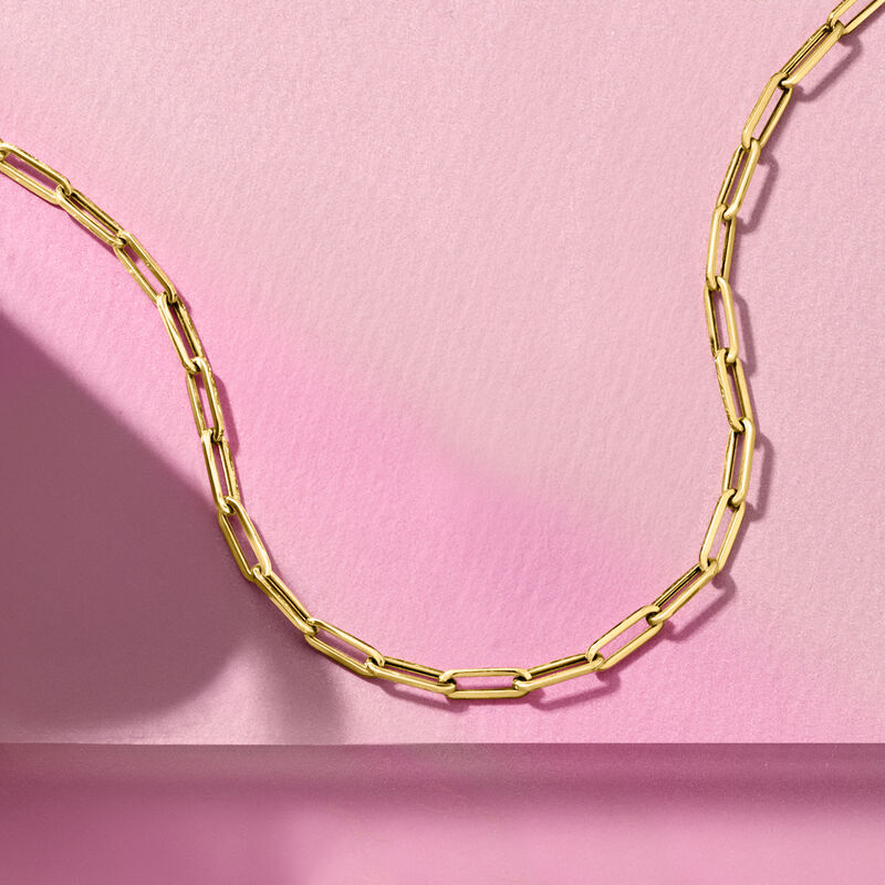 Italian 14kt Yellow Gold Paper Clip Link Necklace. 16&quot; image number 4