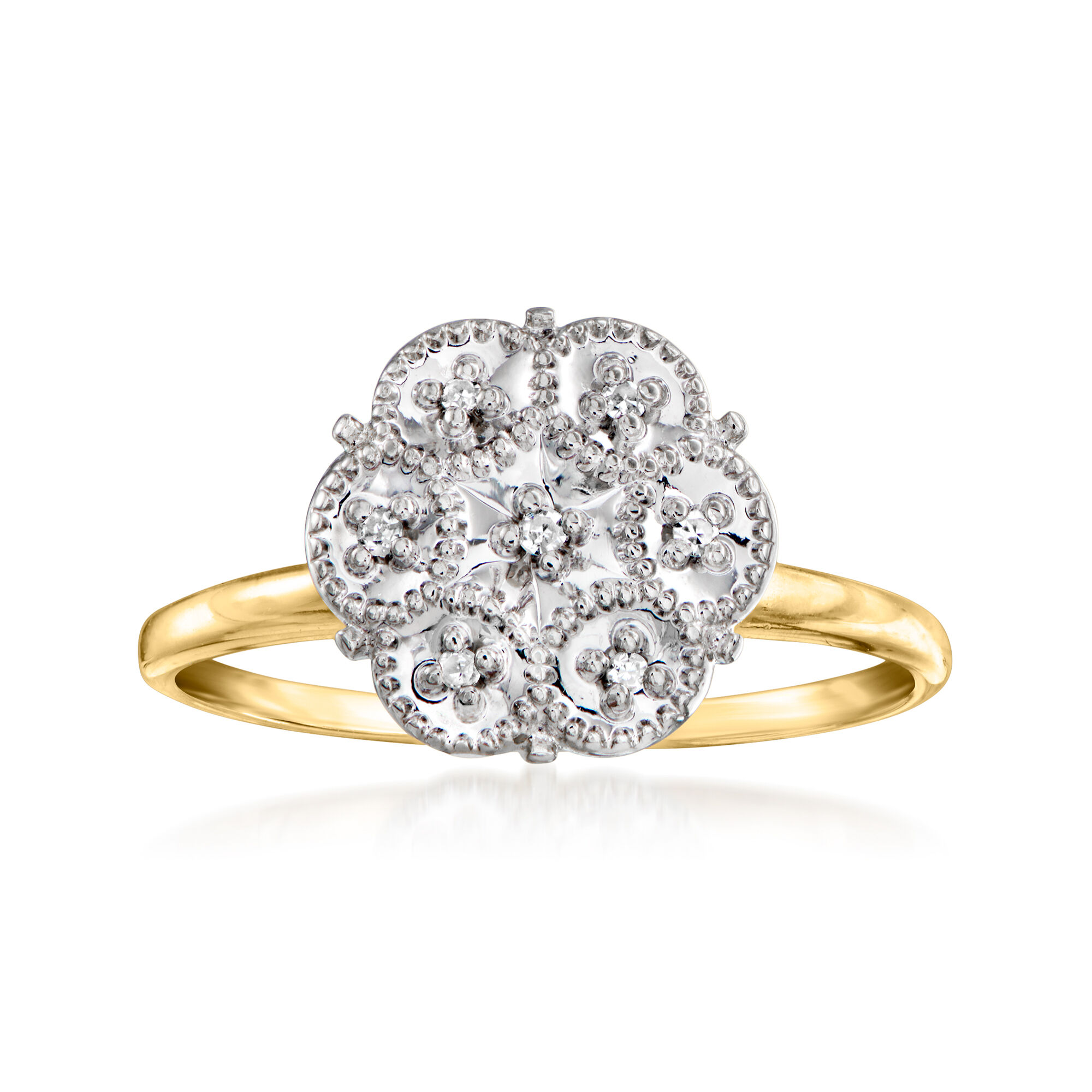 ダイアモンド・クラシック・シリーズ　38〜50 C. 1990 Vintage Diamond Cluster Ring in 10kt Yellow Gold | Ross Simons