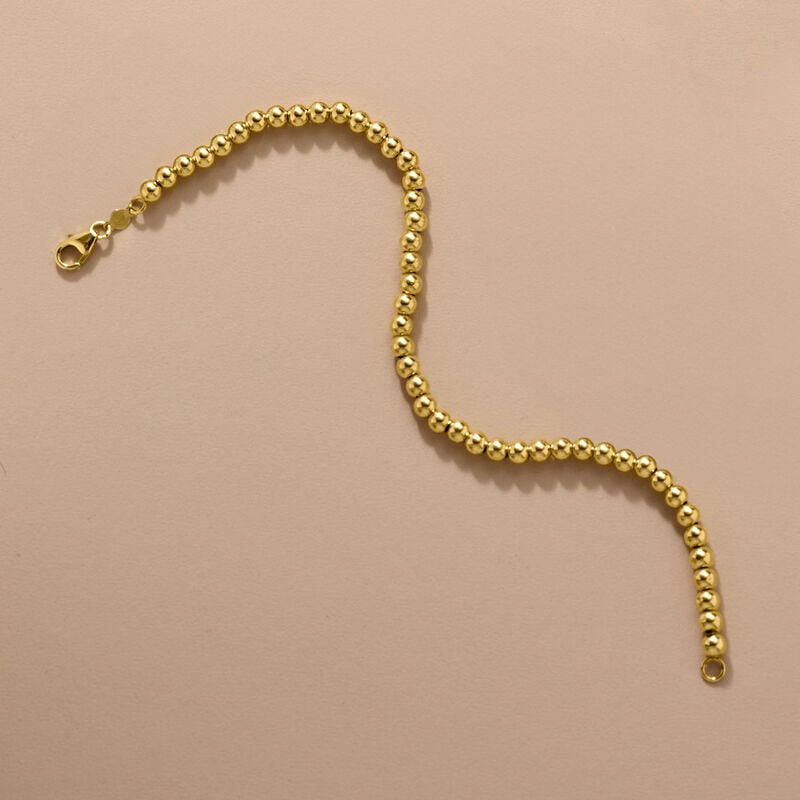 Italian 4mm 14kt Yellow Gold Bead Bracelet. 8" image number 4
