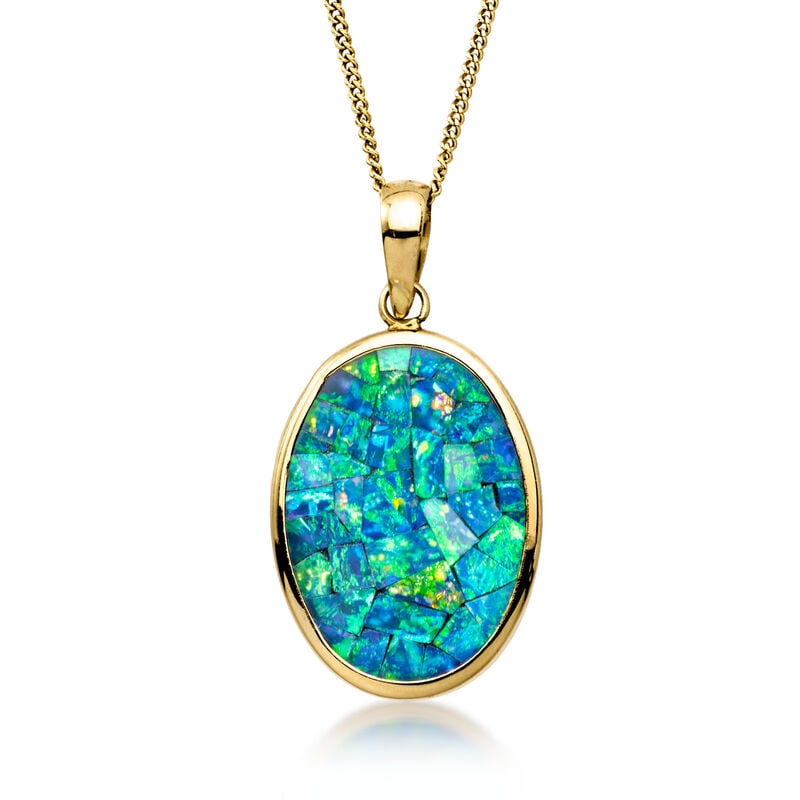 C. 1990 Vintage Black Opal and Onyx Reversible Pendant Necklace in 14kt Yellow Gold. 16" image number 0