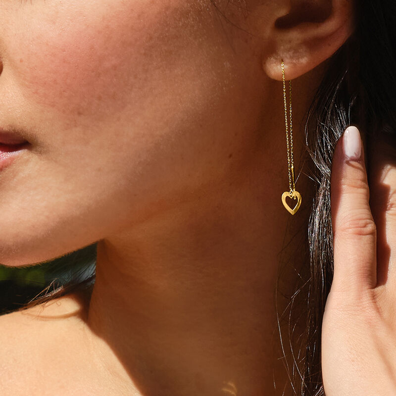 14kt Yellow Gold Heart Threader Earrings image number 4