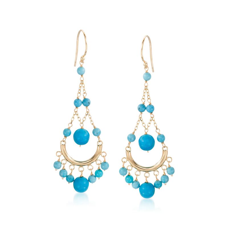 Turquoise Chandelier Earrings in 14kt Yellow Gold image number 0