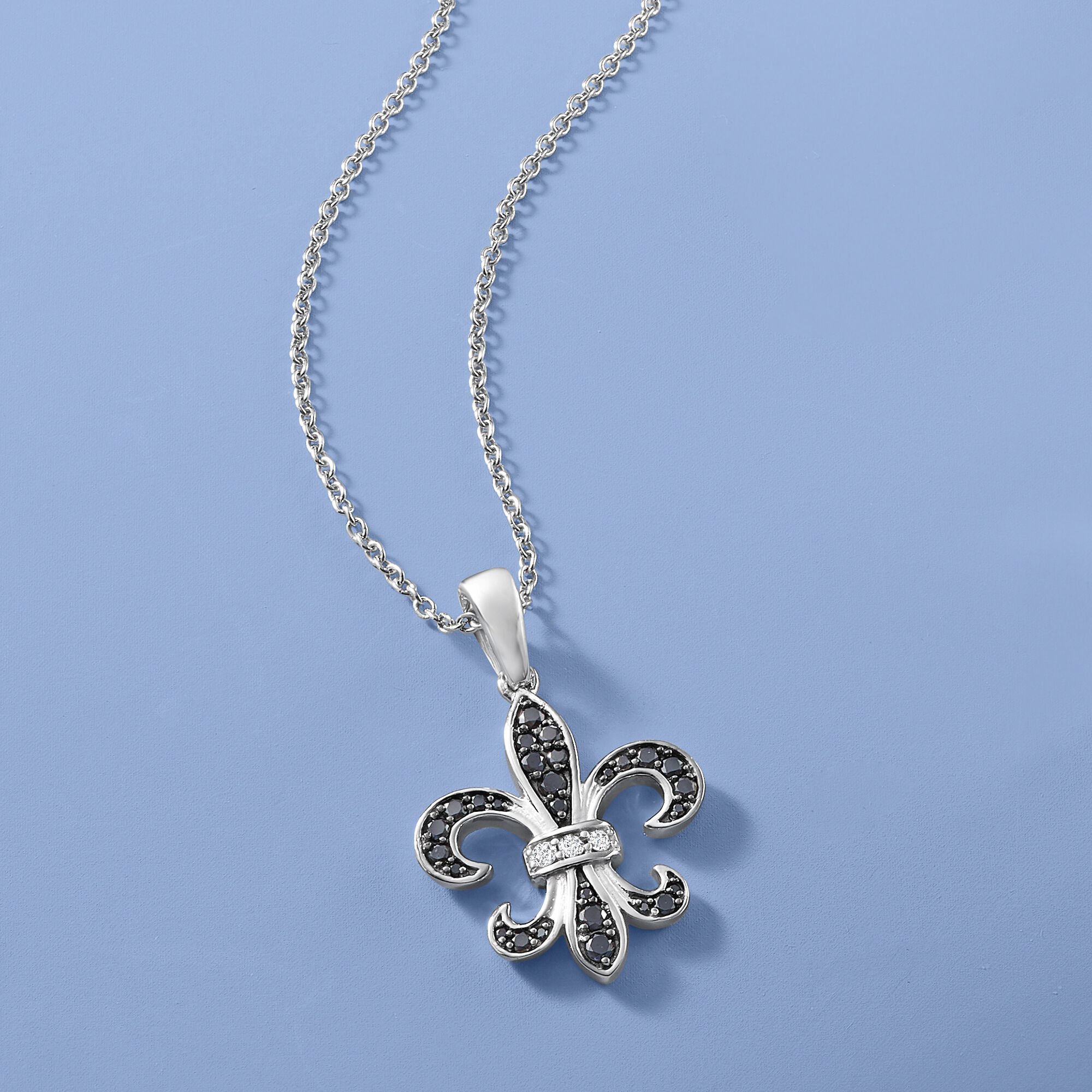 25 ct. t.w. Black and White Diamond Fleur-De-Lis Pendant