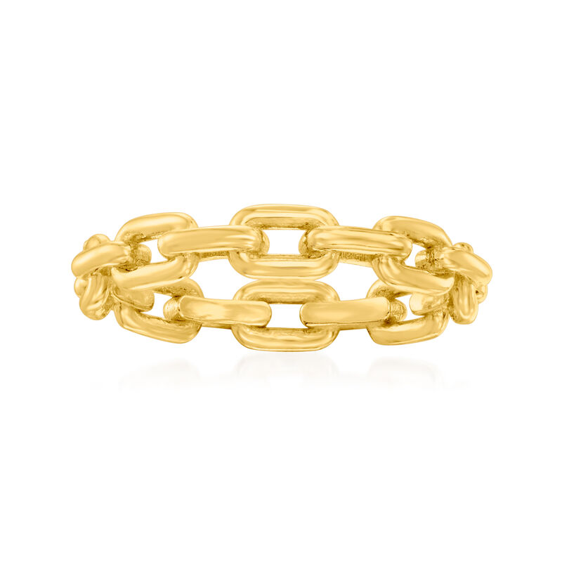 18kt Gold Over Sterling Jewelry Set: Paper Clip Link Hoop Earrings and Ring image number 4