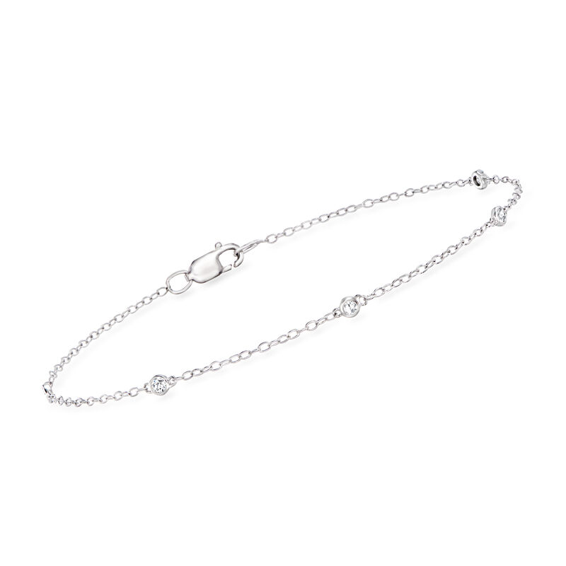 .10 ct. t.w. Bezel-Set Diamond Bracelet in Sterling Silver. 8&quot; image number 0