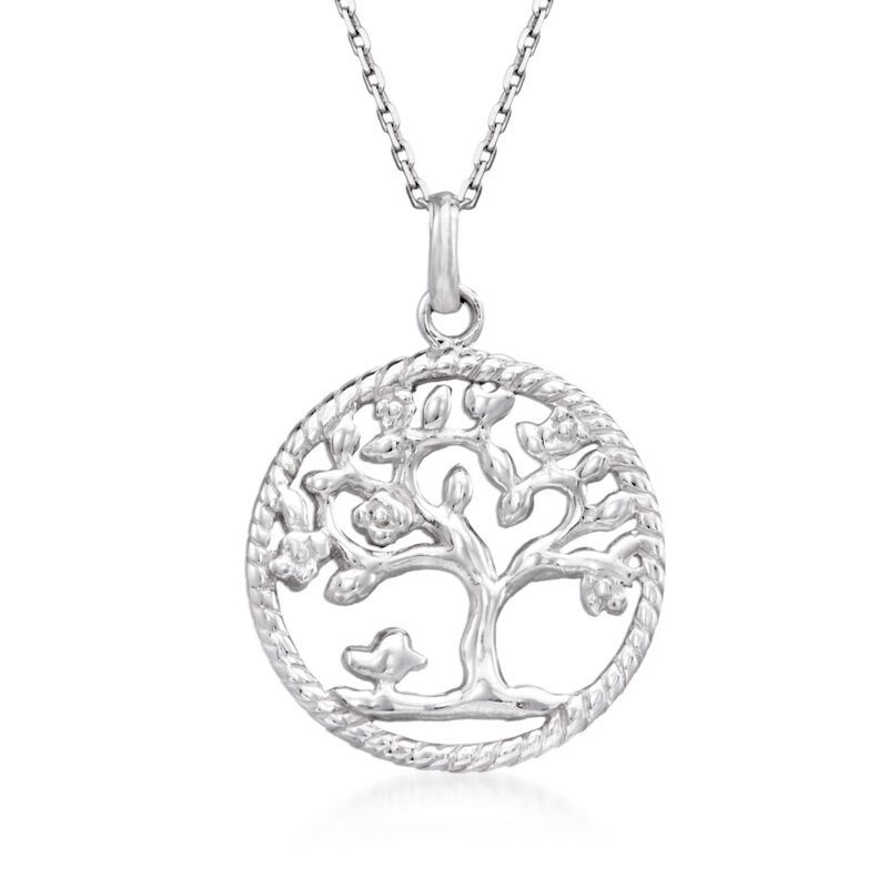 Sterling Silver Roped Tree of Life Pendant Necklace. 18&quot; image number 0