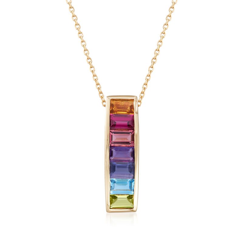2.00 ct. t.w. Multi-Gemstone Pendant Necklace in 14kt Yellow Gold image number 0