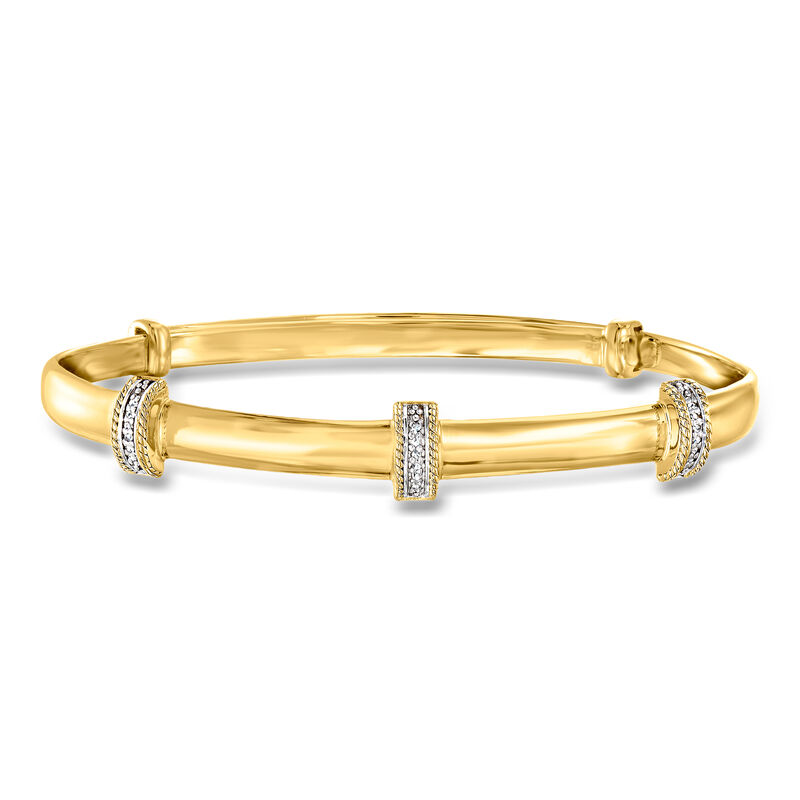 Diamond Station Bangle Bracelet in 18kt Gold Over Sterling image number 0