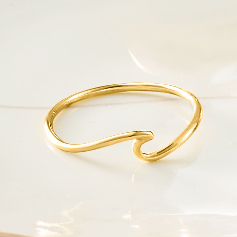 14kt Yellow Gold Wave Ring. Size 8 image number 2