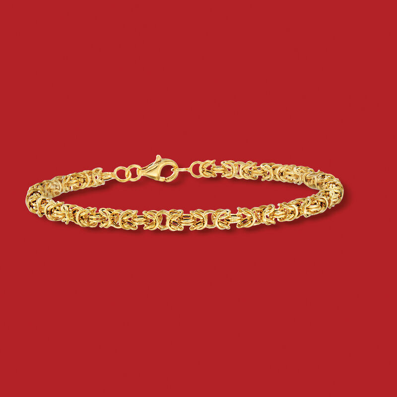 14kt Yellow Gold Round Byzantine Bracelet image number 2