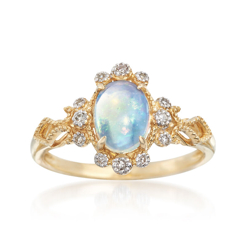 Ethiopian Opal and Diamond Ring in 14kt Yellow Gold image number 0