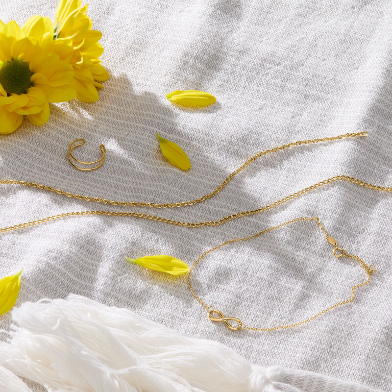 10kt Yellow Gold Infinity Symbol Anklet image number 3