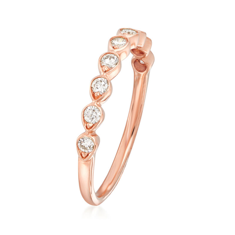 Henri Daussi .26 ct. t.w. Diamond Wedding Ring in 14kt Rose Gold image number 2