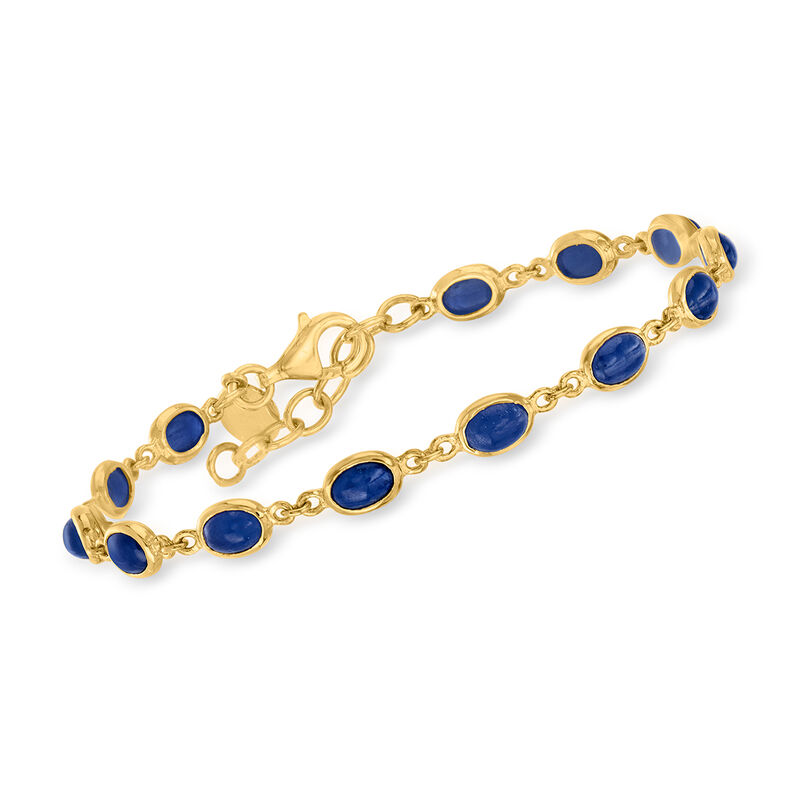 9.00 ct. t.w. Sapphire Station Bracelet in 18kt Gold Over Sterling. 7&quot; image number 0