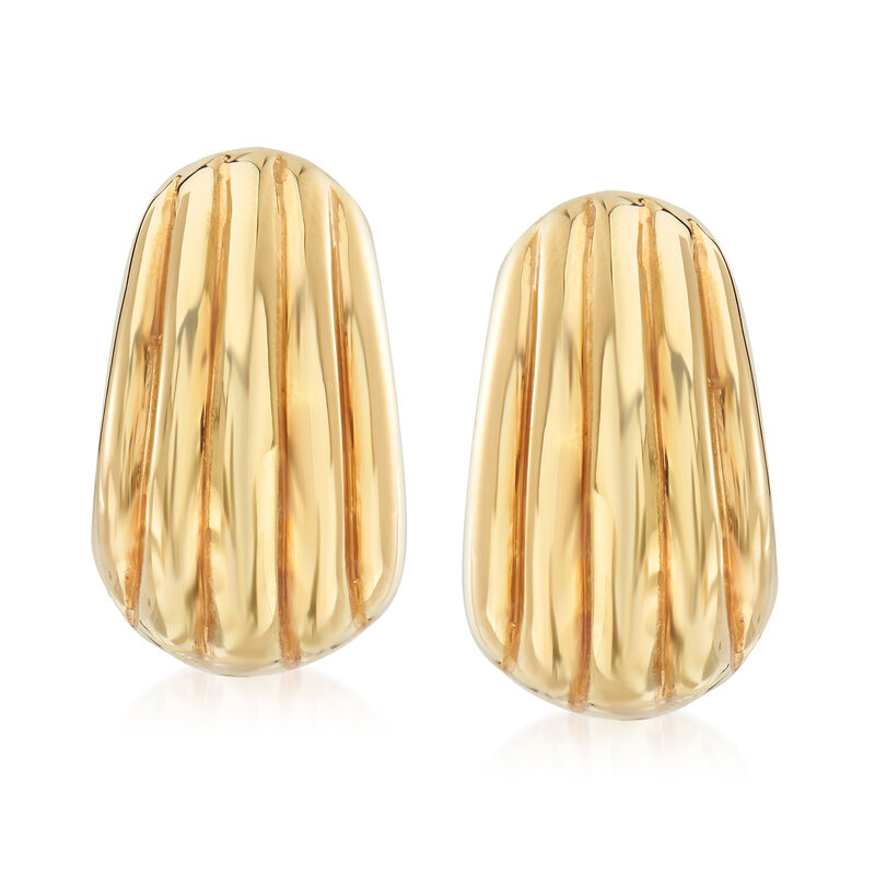 Italian 18kt Yellow Gold Grooved Earrings image number 0