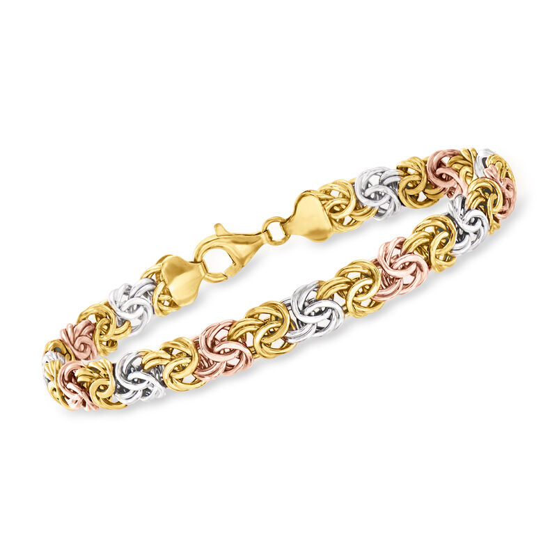 14kt Tri-Colored Gold Byzantine Bracelet image number 0