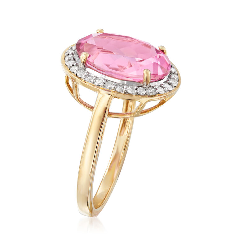 5.25 Carat Pink Topaz and .21 ct. t.w. Diamond Ring in 14kt Yellow Gold image number 2