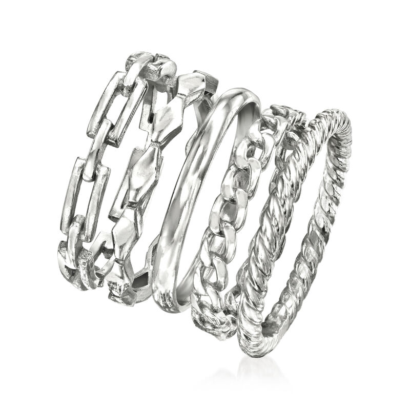 Sterling Silver Jewelry Set: Five Stackable Rings image number 2
