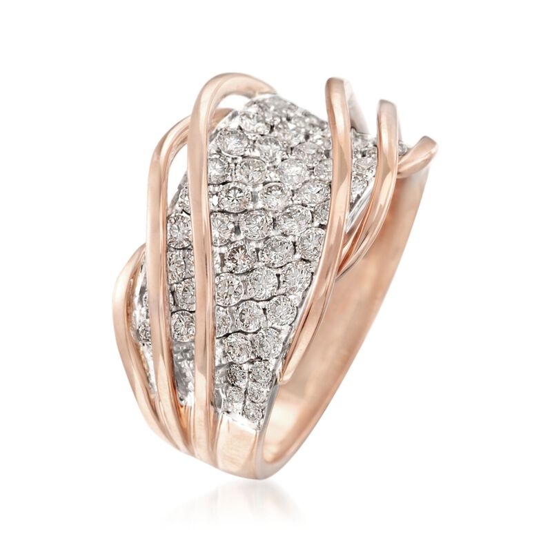 Simon G. 1.35 ct. t.w. Diamond Twist Ring in 18kt Rose Gold image number 2