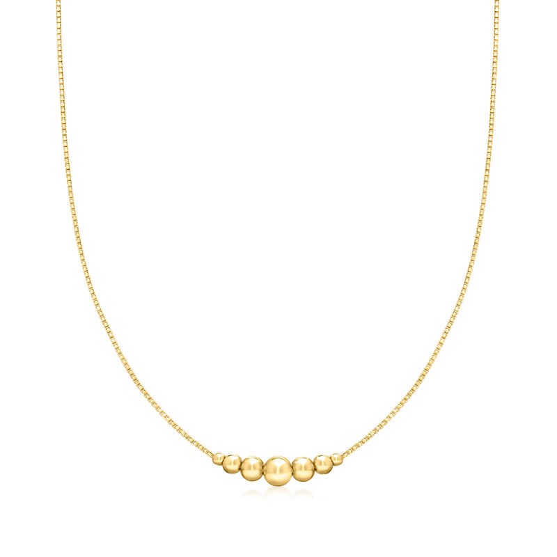 Italian 18kt Gold Vermeil Graduated Bead Necklace. 16&quot; image number 1