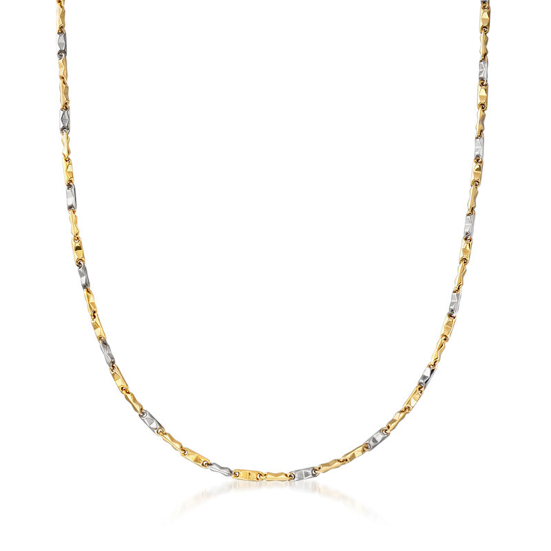 C. 1990 Vintage Block-Link Necklace in 18kt Two-Tone Gold. 19.5&quot; image number 1