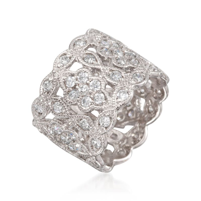 2.30 ct. t.w. CZ Vintage-Style Eternity Band in Sterling Silver image number 2