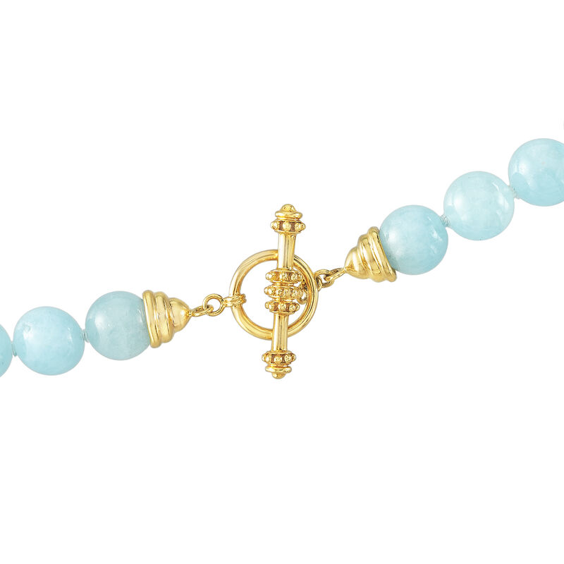 Mazza 425.00 ct. t.w. Aquamarine Beaded Necklace with 14kt Yellow Gold image number 2