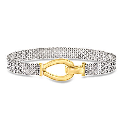 Sterling Silver Bismark-Link Bracelet with 18kt Gold Over Sterling