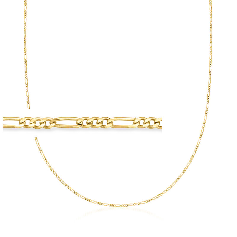 1.3mm 14kt Yellow Gold Figaro-Link Necklace. 16&quot; image number 1