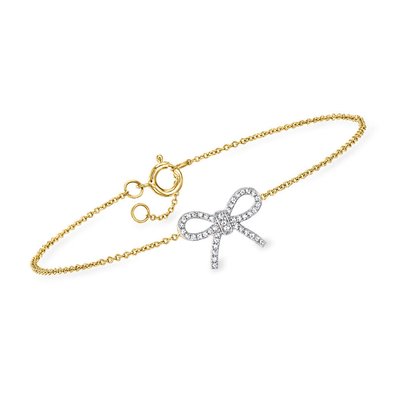 .10 ct. t.w. Diamond Bow Bracelet in 14kt Yellow Gold image number 0