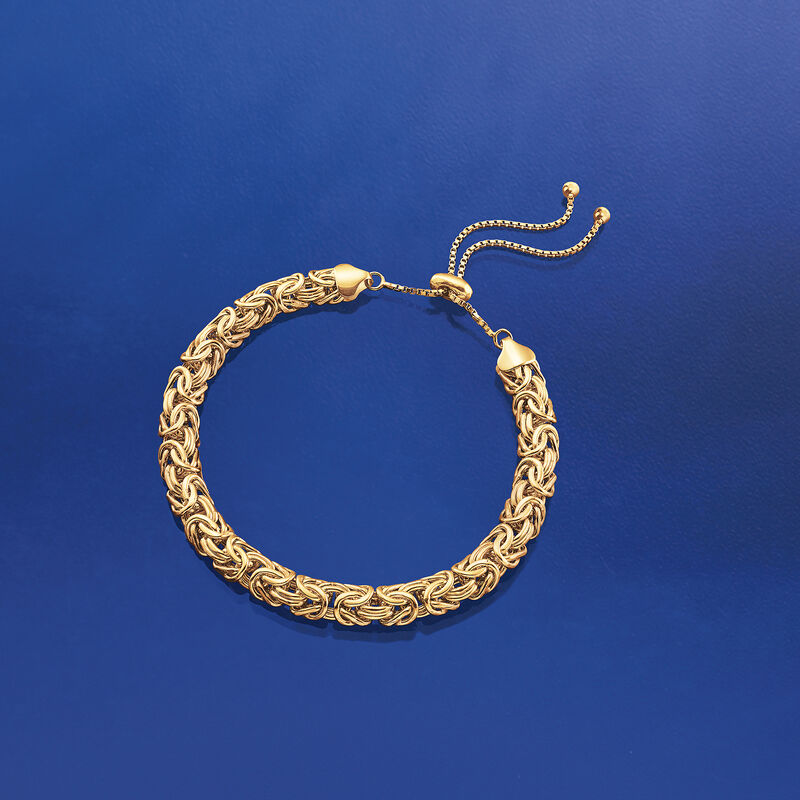 18kt Gold Over Sterling Silver Byzantine Bolo Bracelet image number 4