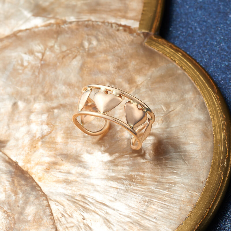 14kt Yellow Gold Heart Pattern Single Ear Cuff image number 2