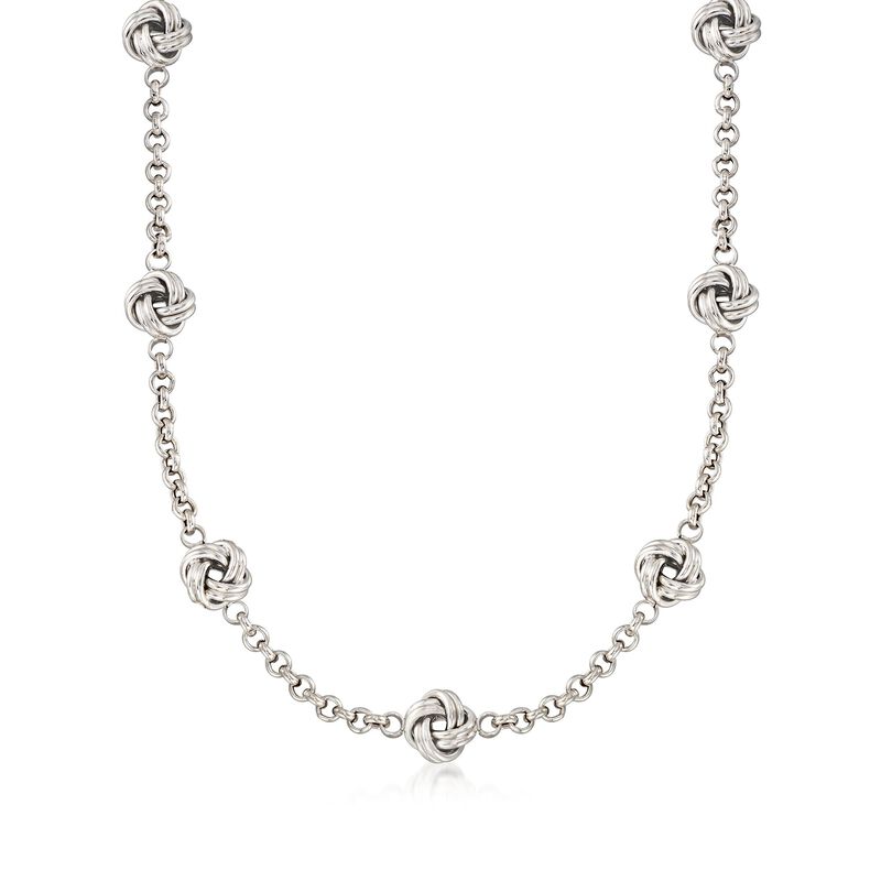 Italian Sterling Silver Love Knot Station Necklace image number 0